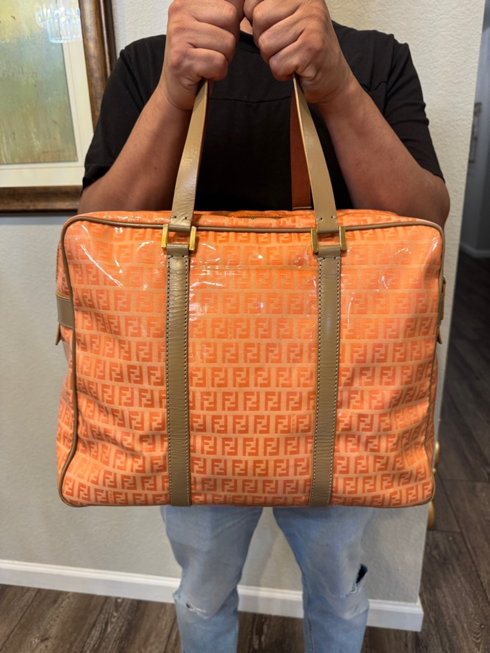 Authentic Fendi Orange FF Monogram Weekender bag - Picture 11 of 16